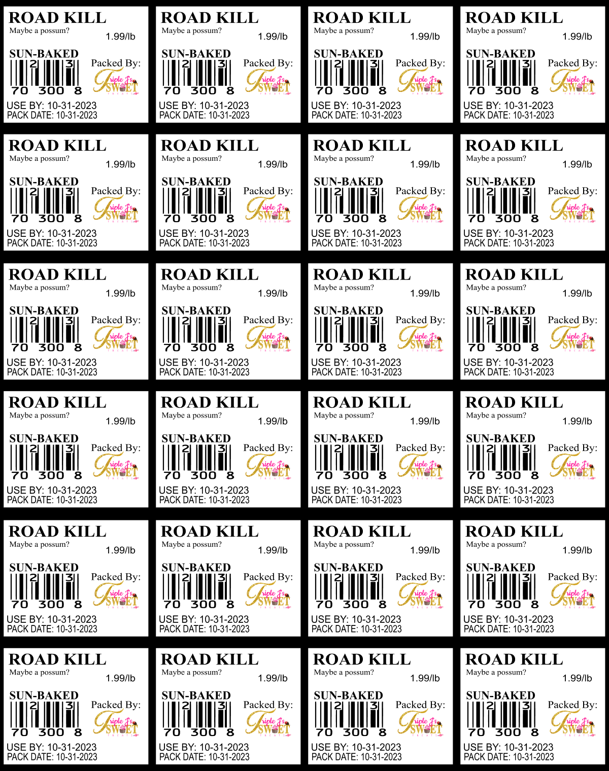 Packaging Labels/Stickers (1 sheet)